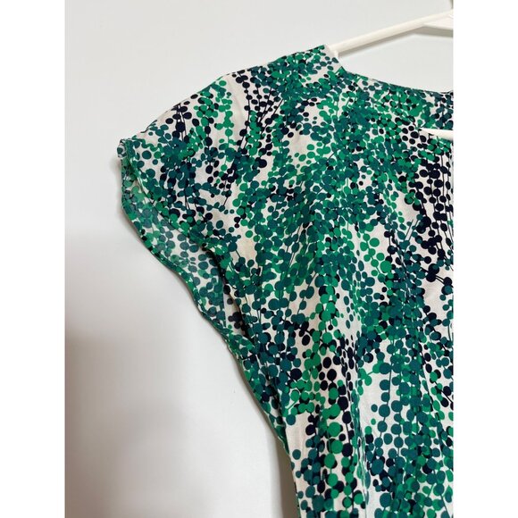 Boden Ravello Silk Blend Cap Sleeve Blouse Top Green Black Pleated Neckline 2 - Picture 3 of 8